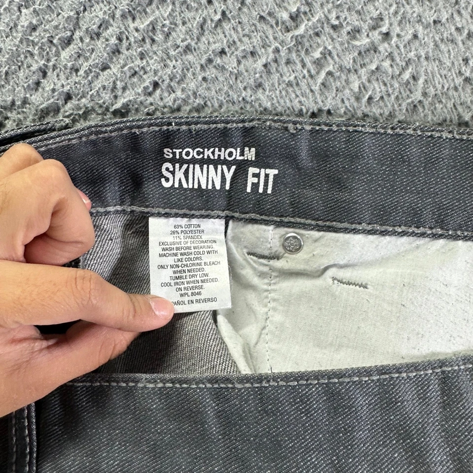 Pantalones de mezclilla Inc para hombre 34x32 gris lavado medio algodón elástico Stockholm calce ajustado Foto 4 de 4