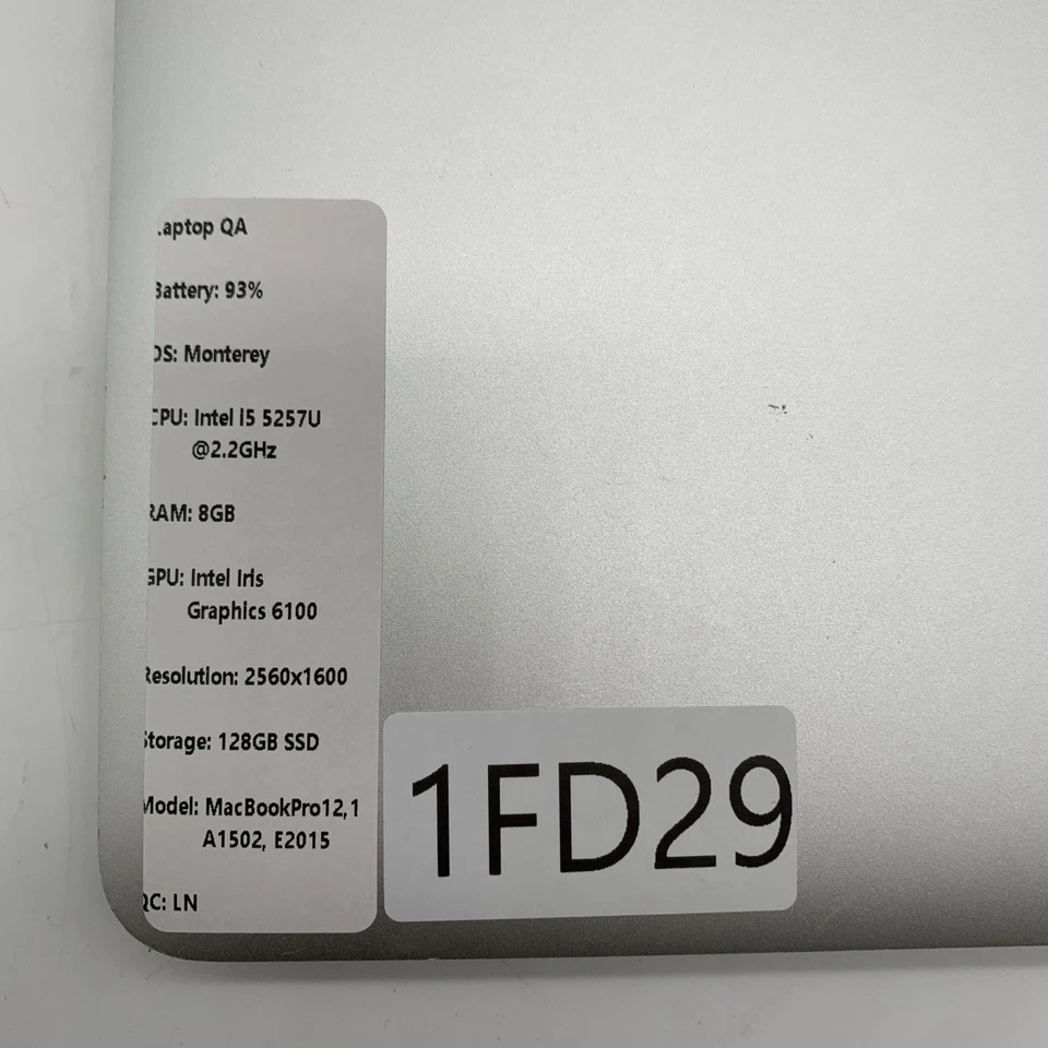 Apple Macbook Pro 13" E2015 A1502 i5 5257U 2.7GHz 8GB Ram 128GB SSD Monterey - Image 4 of 4