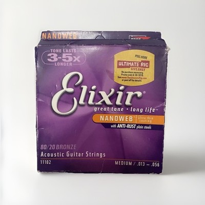 Elixir NANOWEB 80/20 Bronze Medium Acoustic Guitar Strings 013-.056, 29 Packs