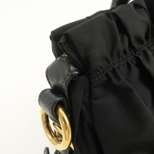 PRADA Nylon Leather Gathered 2Way Hand Shoulder Bag Black BN1407 Auth Used F/S - Picture 14 of 24
