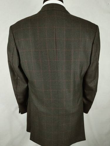 Nordstrom Loro Piana Blazer Men 40/42L Green Cashmere SportCoat Jacket Red Check - Picture 7 of 23