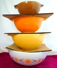 Vtg Pyrex Town & Country Cinderella Nesting/Mixing Bowls Set 441 442 443 444 VG
