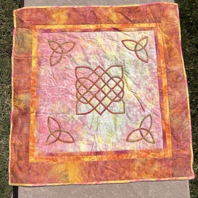 Handcrafted Quilted Appliqued Mini Wall Hanging  Celtic Sunset  Signed 26x26