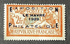 Timbre N°257A Exposition Phil. du Havre, Neuf *, signé Scheller, TTB 1929
