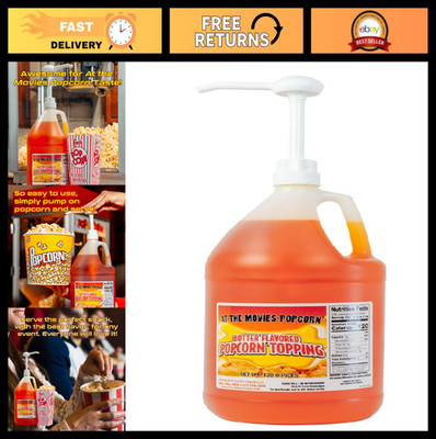 Buttery Popcorn Topping - 1 Gallon with Pump, Vegan, Gluten-Free, Non-GMO, Zero