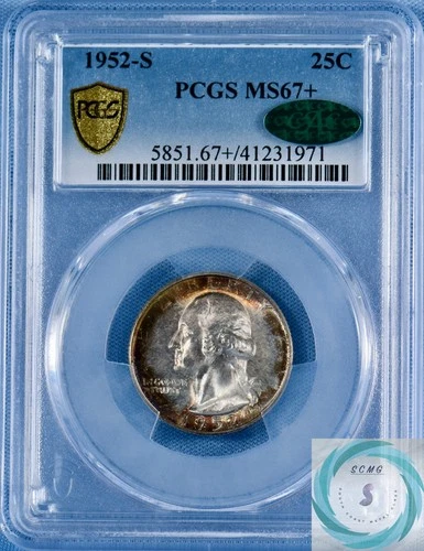 1952-S Washington Quarter PCGS MS67+ w/CAC - Attractive Peripheral Tones!