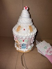 New Christmas Lighted LED Round Gingerbread House Pink Pastel White Cupcake