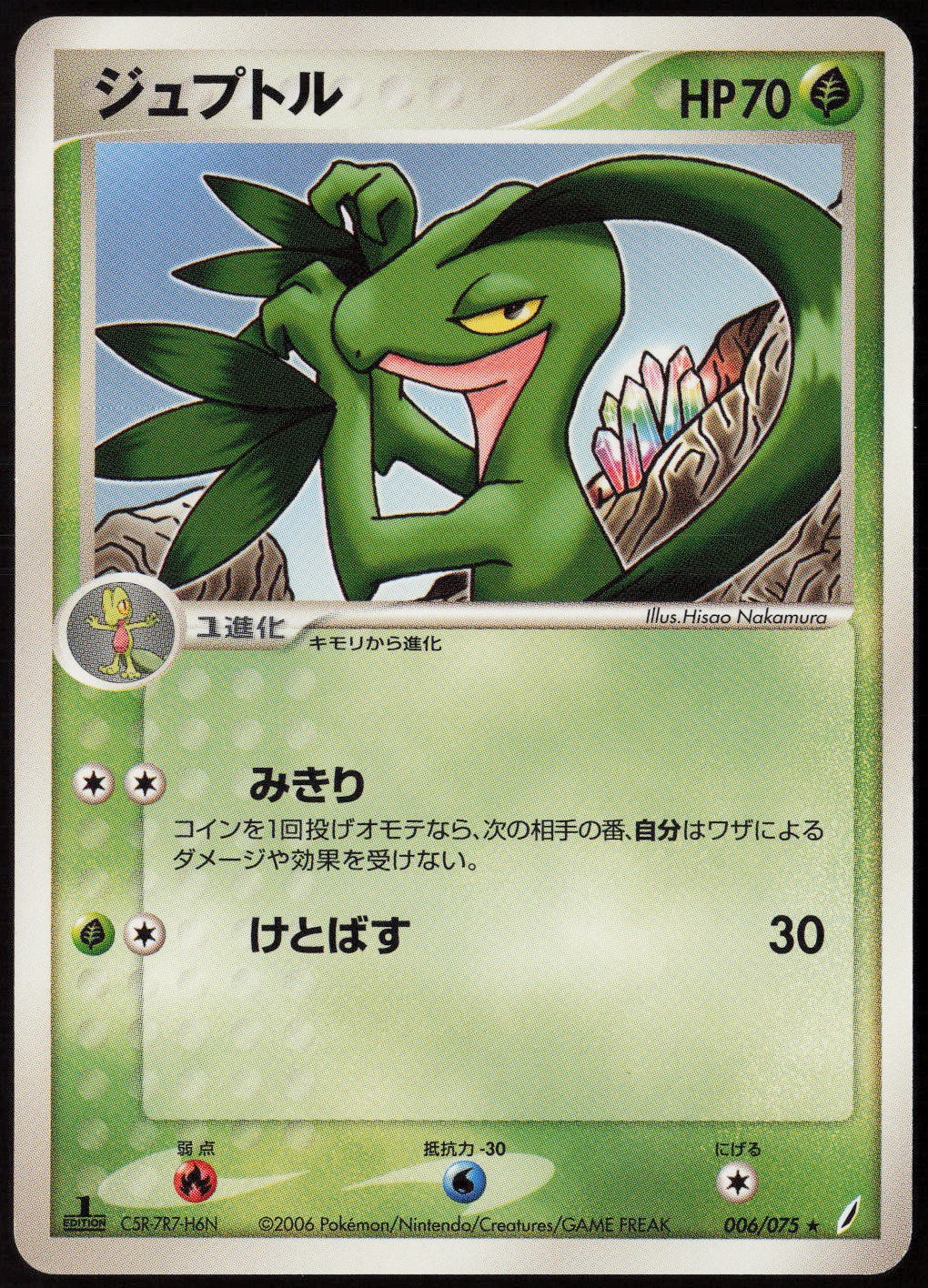 Grovyle #6/75 (1st Edition) (LP) (JP Ver) Miracle Crystal Pokemon Japan