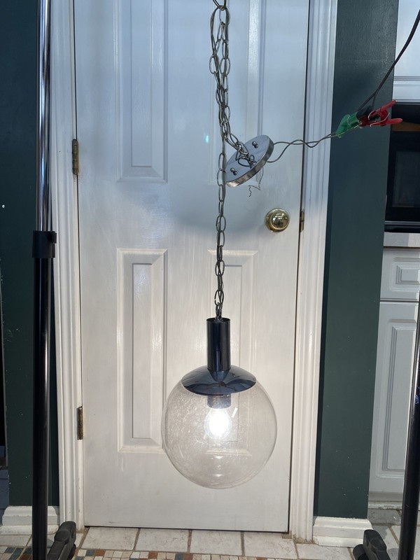 Retro smoked swing light fixture Pendant Glass Globe Kitchen Chandelier MCM
