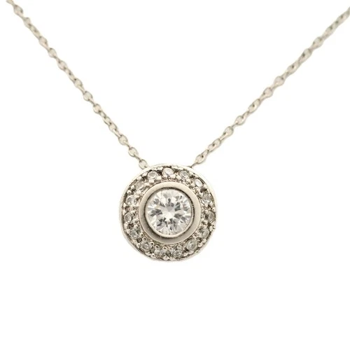 Vintage Original Sterling Silver Moissanite Gemstone Pendant Estate Necklace