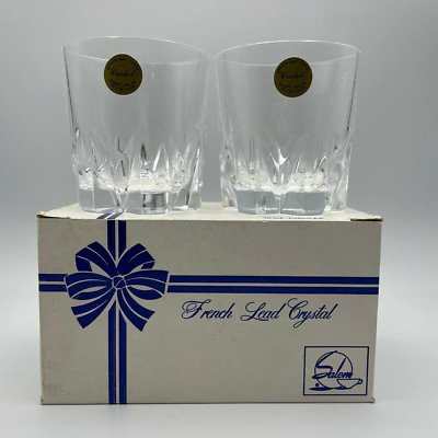 Vintage Salem French Crystal 10oz Tumbler Glasses- Cristal Pattern, Set of 2
