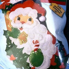 16" Design Works "Holly Santa" Christmas Stocking Kit 5004 Felt Sequins
