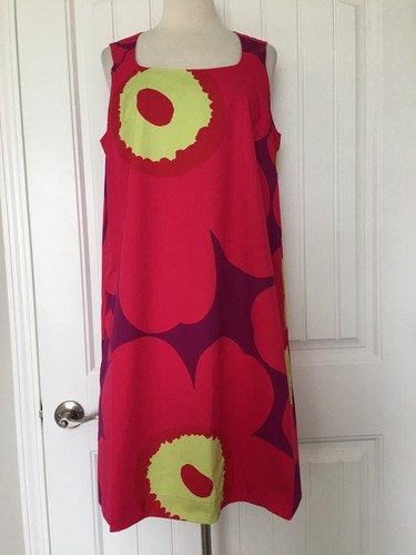 MARIMEKKO KESTIT UNIKKO TWILL ORGANIC FIBER FUCHSIA DARK RED DRESS SIZE 40 US 10 - Picture 9 of 13