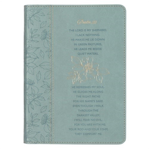 Classic Teal Leather Journal The Lord Is My Shepherd Psalm 23 Fine Binding-image