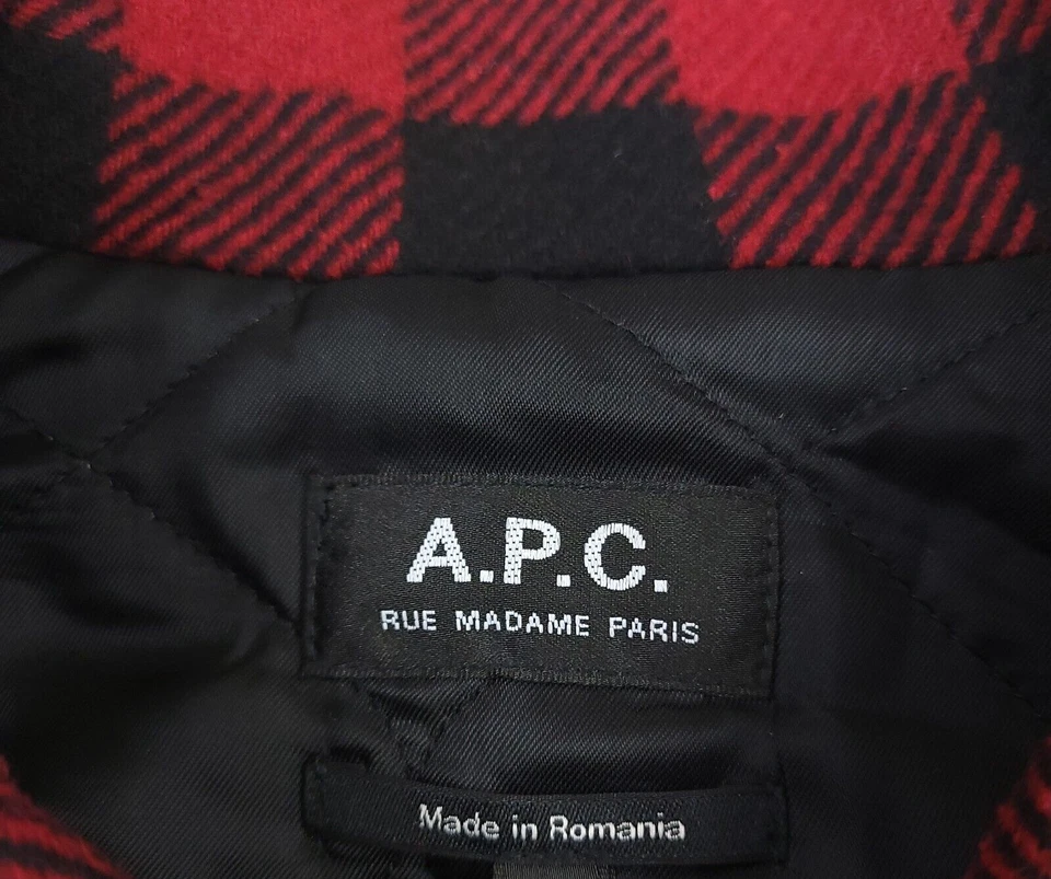 $595 APC Blouson New Ian Red & Black Buffalo Plaid Shirt Jacket Mens Size Small - Image 4 of 4