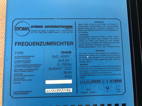 CONVERTIDOR DE FRECUENCIA STÖBER FDS 1040B 4KVA - Imagen 2 de 3