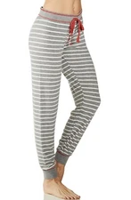 PJ Salvage Womens Plus Size 2X Stretch Knit Lounge Jogger Pants $68 GREY STRIPES