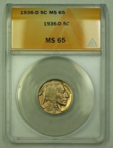 1936-D Buffalo Nickel 5c ANACS MS-65 (M) (WW) - Picture 1 of 2