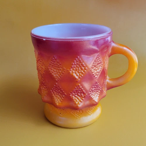 Vtg Anchor Hocking Fire-King Coffee Cup / Mug Kimberly Diamond Pattern