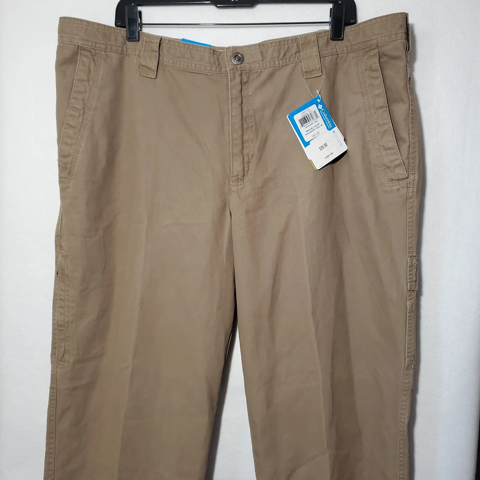 Columbia Pants Men 40x30 Beige Ultimate Roc UPF 50 Fish Hunt Cargo MSRP 65$ NWT