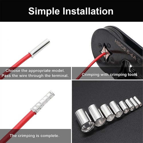 10-100PCS Wire Ferrules Crimp Terminal Connector Kits AWG (8 6 4 2 1/0 2/0) US - Picture 14 of 23