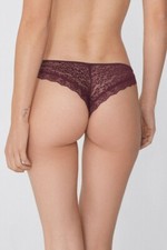 TANGA BRASILIANO TEZENIS VIOLA VINO L - UK 12 BRIEF LOW WAIST LASER CUT WINE