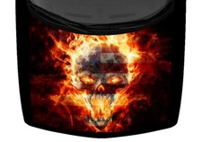 Bright US Flag Burning Skull Truck Vinyl Decal Car 58