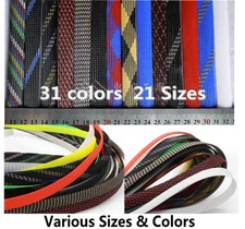 PET Braided Sleeving / Expandable Wire Cable Sheathing Loom Tubing 3mm to 100mm
