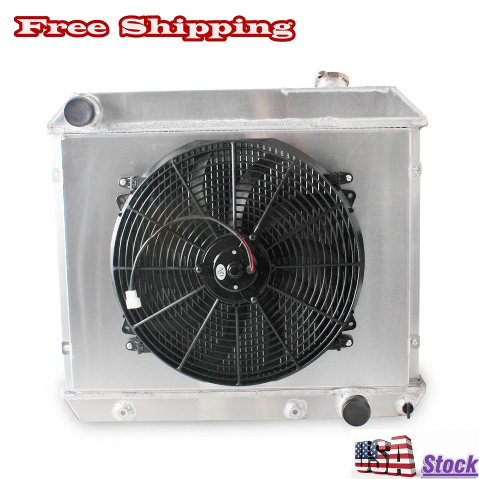 3Row Radiator&Fan For 1963-1966 Chevy C/K 10 20 Oldsmobile F85 Deluxe 5.4L V8 Foto 4 de 4