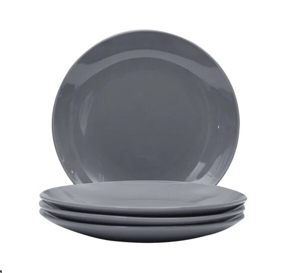 Salad Plates Ceramic Grey Plates 7.5 In. Microwave & Dishwasher Safe Set Of 4