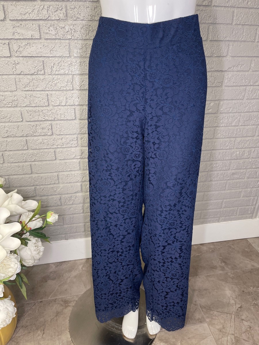 Isaac Mizrahi Women Navy Blue Wide leg Lace Pants Size XLT | eBay