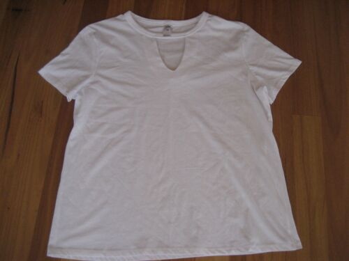 LADIES CUTE WHITE POLYCOTTON CUTE NECKLINE SHORT SLEEVE TOP BY NOW SIZE 20 - Picture 1 of 4