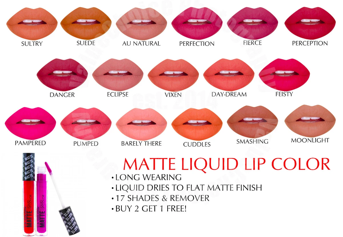 LA COLORS LIP MATTE LIQUID LIPSTICK COUTURE WATERPROOF CHOOSE 18 COLORS COSMETIC