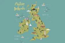 Britain Ireland England Scotland Illustrated Map Poster 18x12