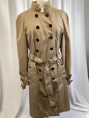 Aquascutum Wyncol Beige Long Mac Trench Vintage Jacket UK 16 US 12 Gold  Stitch UK
