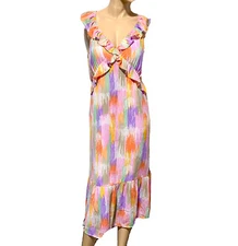 Collective Concepts Joan Dress Women’s Size XL Midi Ruffle Cutout Back NWT