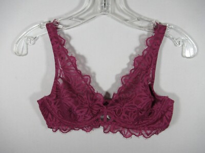Victoria's Secret PINK Date Unlined Lace Bralette Bra Small Pink Underwire