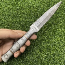 9”DAMASCUS KNIFE Forged Steel Hunting Dagger Knife Full Tang Fishing 399x