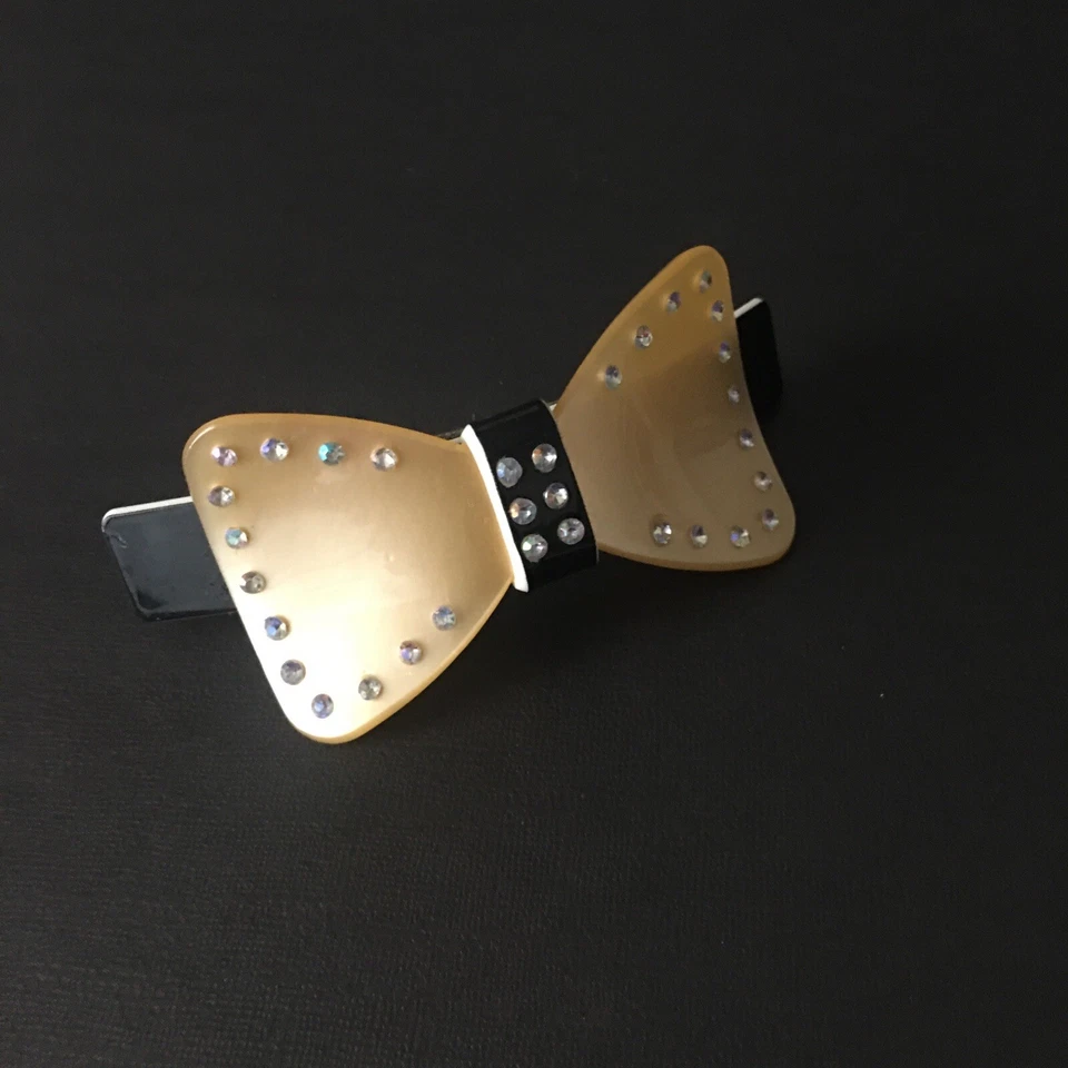 Clip de pelo vintage con pasador de moño cola de caballo coral negro estrás Foto 2 de 4