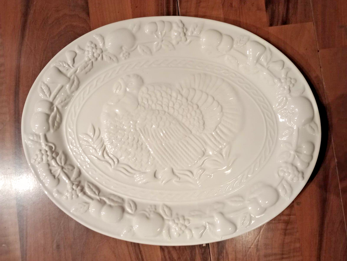 Gibson Turkey Serving Platter White 16