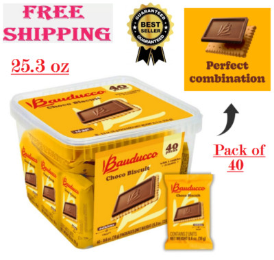 (Pack of 40) Bauducco Choco Biscuit Cookies - Crispy & Delicious -25.3 oz.