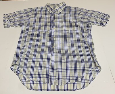 Vintage Sutton Collection Size 15 M 15.5 Short Sleeve Button Up Shirt Plaid