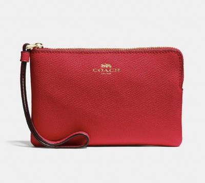 coach crossgrain leather corner zip wristlet