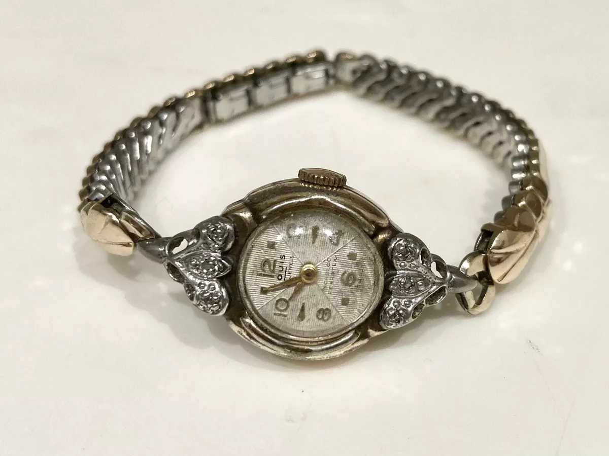 Vintage Louis Swiss Ladies Wind Up 17 J Watch 10 k gold plated Runs