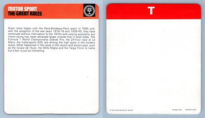 The Great Races - Motor Sport 1978 Auto Rally Edito Services S.A. Index Card
