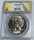 1923-D  Peace US Silver Dollar,   MS62 by ANACS,   a SUPERB looking coin!!!