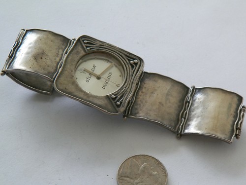 VNTG SILPADA HAMMERED STERLING SILVER QUARTZ WATCH & BRACELET - Picture 7 of 7