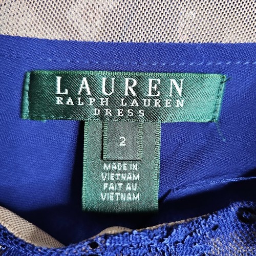 LAUREN RALPH LAUREN Y2K Kleid Fit & Flare MARINEBLAU SPITZE Gr. 2 Abschlussball Cocktail - Bild 6 von 8