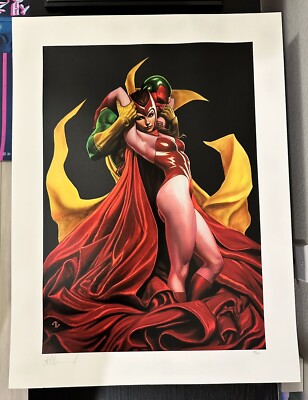 Sideshow Art Print Scarlet Witch & Vision By Adi Granov 18 x 24 110/150