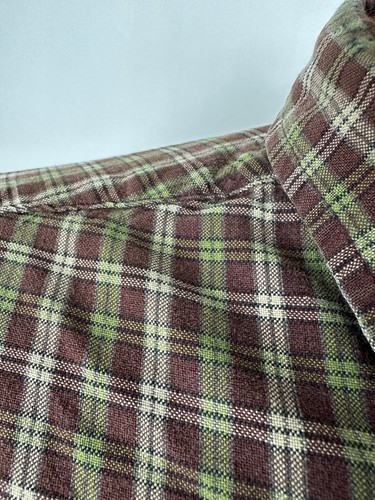 Vintage 90s Structure Shirt Men Large Brown Plaid Long Sleeve Button Down Grunge - Picture 5 of 16